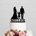 Топпер для свадебного торта с именем, топпер для торта с детским силуэтом для пары, жениха и невесты, Свадебный Топпер для торта в деревенском стиле