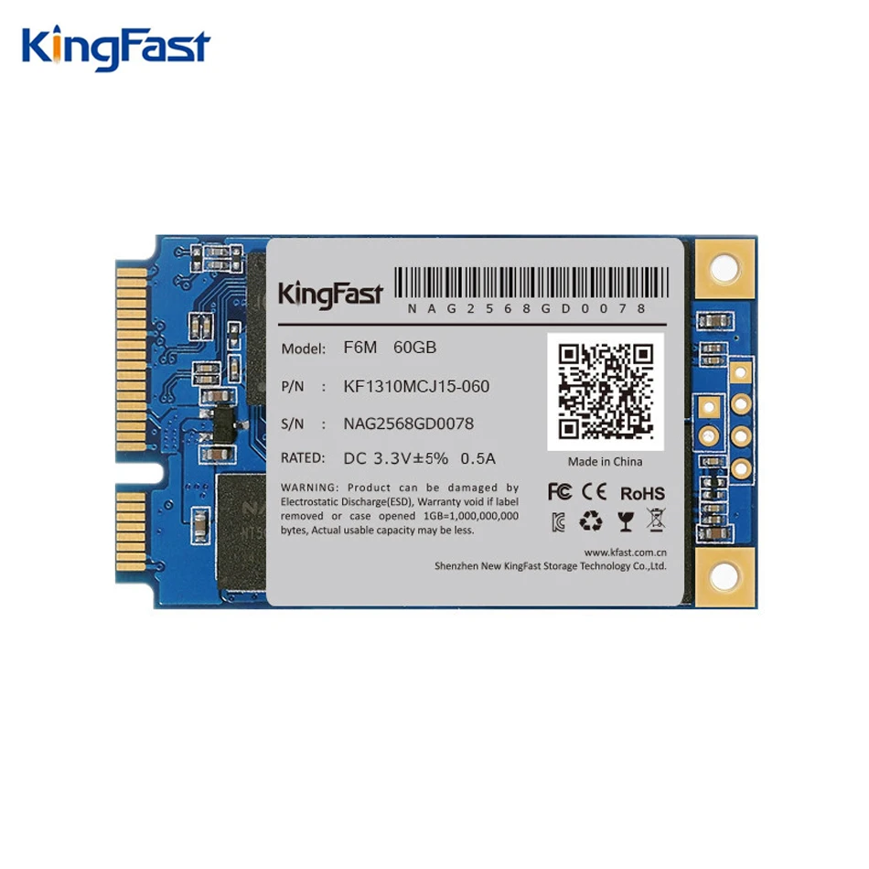 Kingfast F6M сверхскоростной Внутренний SATA II/III Msata ssd 60 Гб MLC Nand flash твердотельный