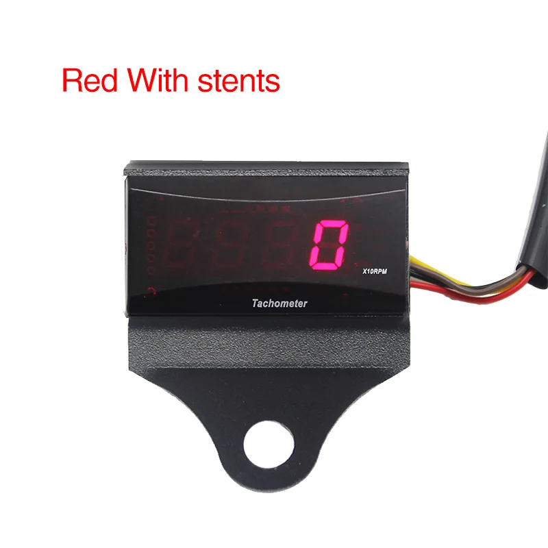 Red with stents Sclmotos-косо Tach счетчика Тахометр Датчик косо мини об метр площади цифровой ЖК-дисплей Дисплей двигатель для HONDA Для KTM гонки - Цвет: Red with stents