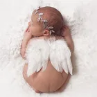 Новорожденные фотографии реквизит белое крыло Ангела Детские фотографии реквизит перо крыло девушки волосы дети ребенок Фотография Аксессуары для волос
