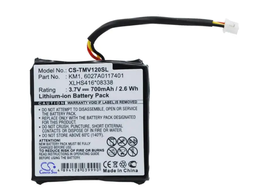 Аккумулятор Cameron Sino 700 мАч для TOMTOM 4EH44 Start 20 Via 120 125 Live Euro Regional 6027A0117401 6027A0117412