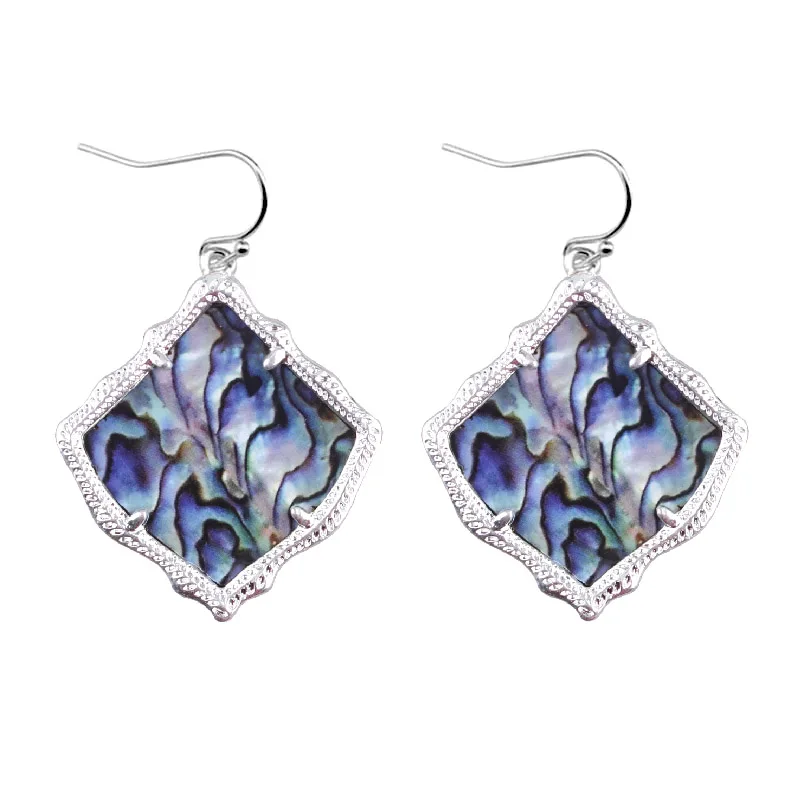 Silver Abalone ZWPON известный бренд Desingner Kyrie в форме Кайта, каменные серьги для женщин, модные серебряные KS Shell серьги, ювелирные изделия - Окраска металла: Silver Abalone