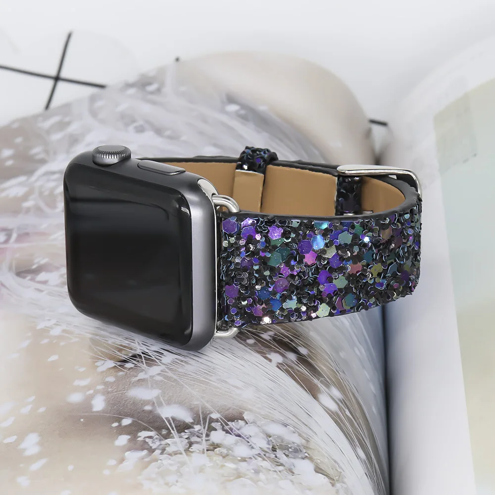 Кожаный ремешок для Apple Watch кожаный ремешок 42 мм 44 мм 38 мм для Apple Watch Наручные часы на кожаном ремешке ремешок Синий для женщин