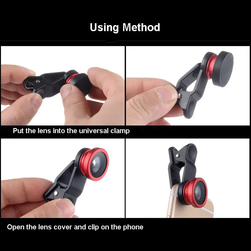 Универсальный зажим для камеры мобильного телефона объектив рыбий глаз + макро