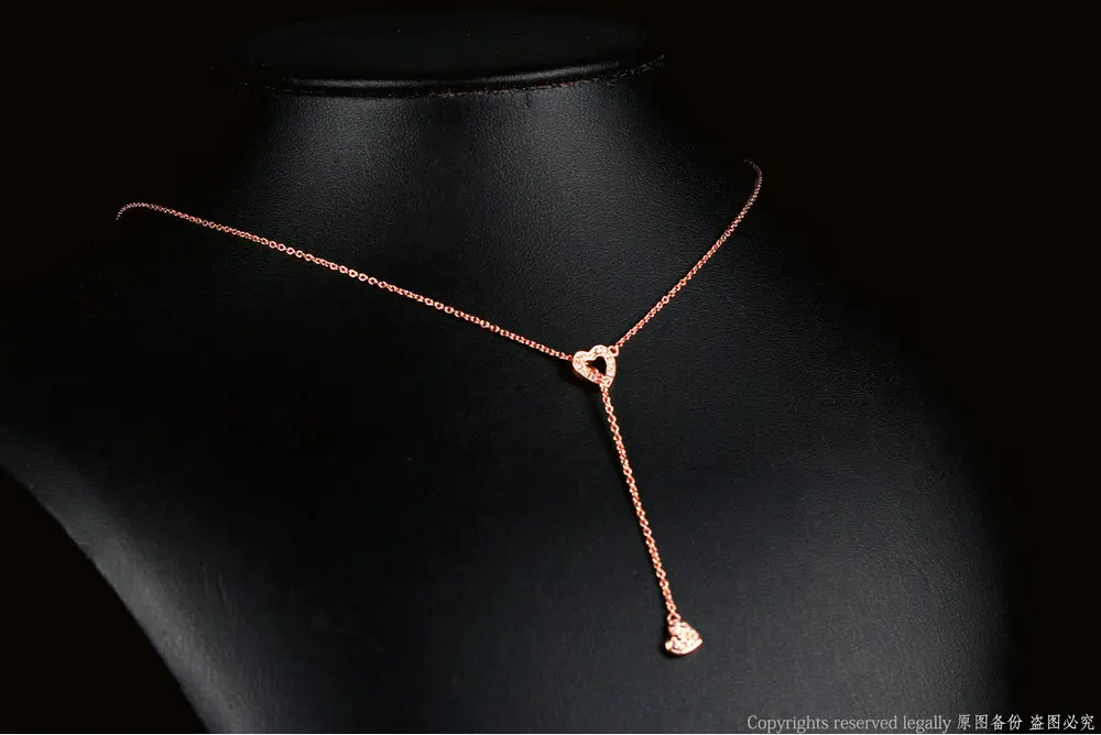 Ожерелья и подвески в форме сердца с фианитом розовое золото|pendant rose gold|brand