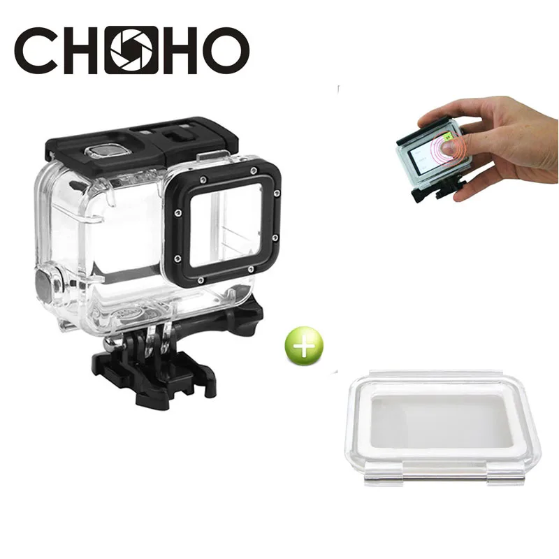 Hero7 водостойкий Чехол для дайвинга 45 м подводный+ Сенсорная задняя дверь Крепление для GoPro Hero 5 6 7 черный Go Pro Аксессуары