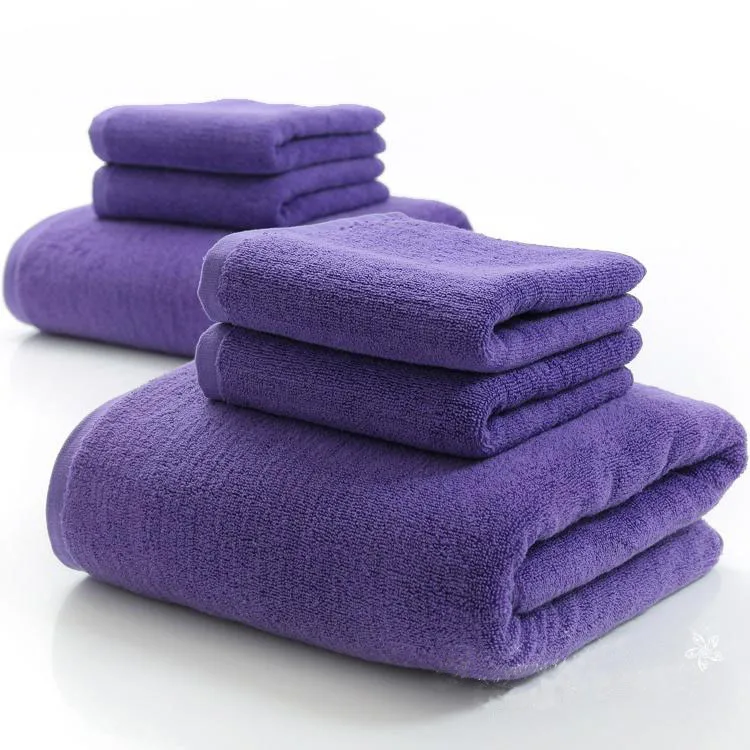 Высококачественное фиолетовое полотенце для лица 100% хлопок 70*140 см вышивка