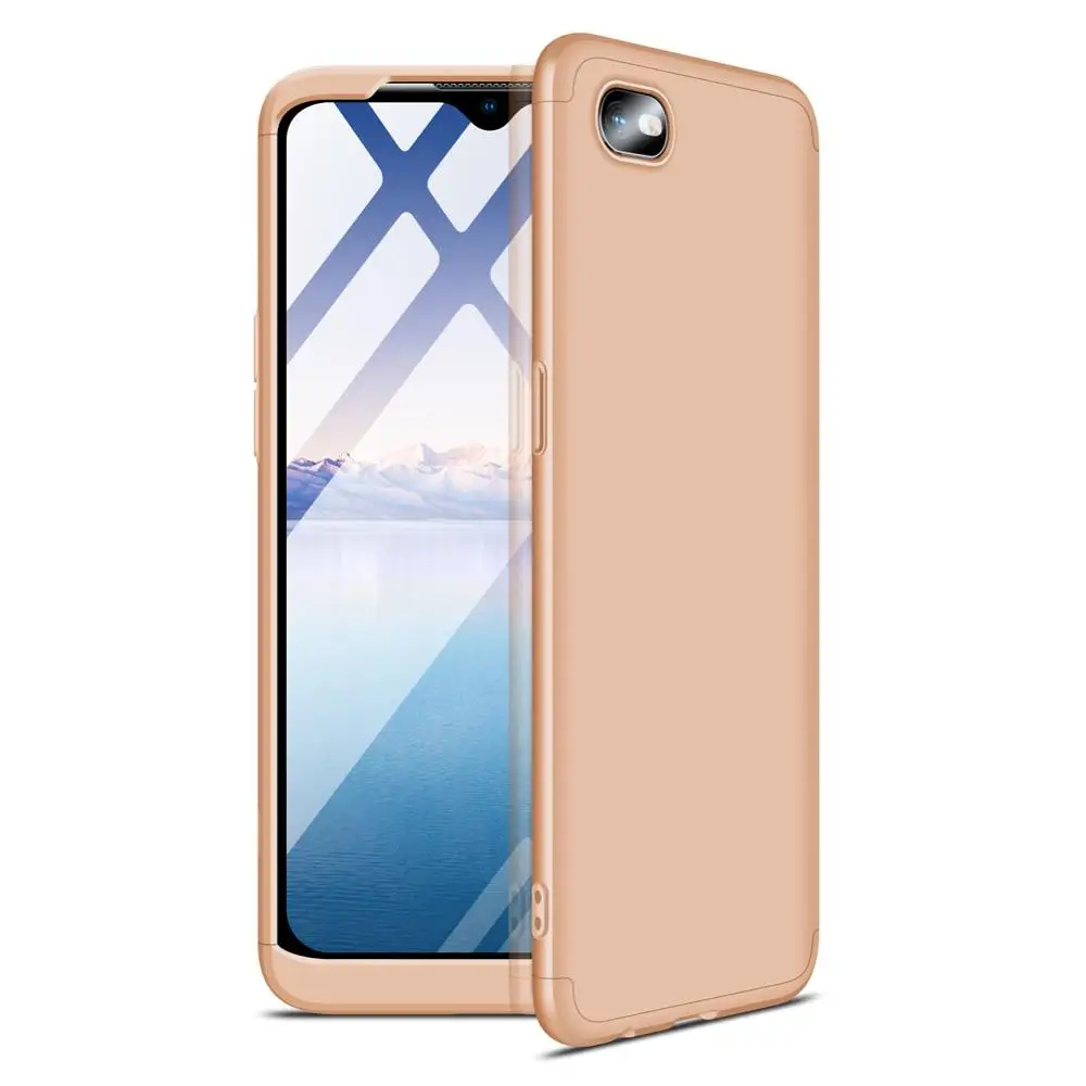 Gold 360 полная защита ПК чехол для OPPO A1K Телефон Чехол 6,1 дюймов 3 в 1 твердый матовый пластик задняя крышка для OPPO Realme C2 A1 K vopton - Цвет: Gold