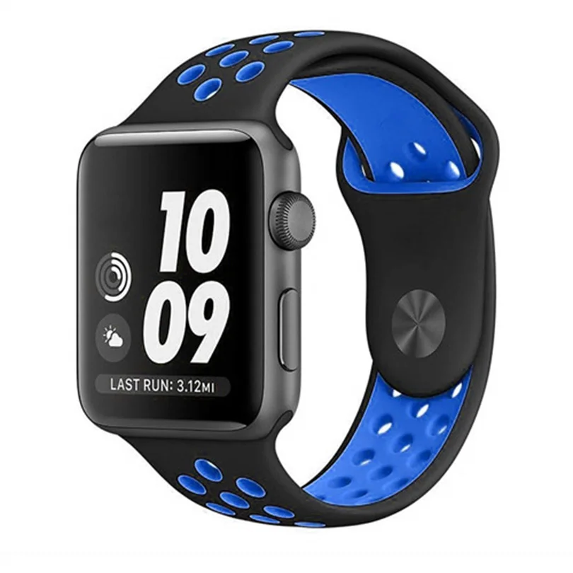 Soft Silicone Double Color Sport Strap 42mm/44mm Iwatch Band 38mm/40mm Bracelet Wristband for IWatch Series 4 3 2 1 Accessories | Наручные
