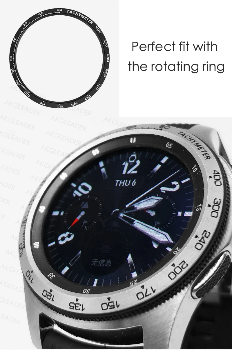 AKGLEADER Cover Ring For Samsung Galaxy Watch 46/42MM Watch Ring Adhesive Cover Anti Scratch Stainless Steel For Gear S3 22mm