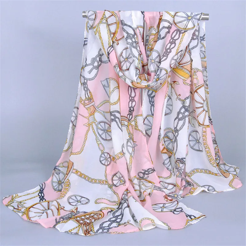 2019 популярная модная женская цепь перевозки шифоновый шарф с принтом шаль