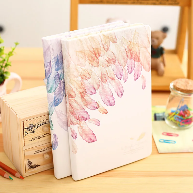 deli pink Feather Student Notebook Hard Copy Diary Book School Supplies Stationery School-supplies Composition | Канцтовары для