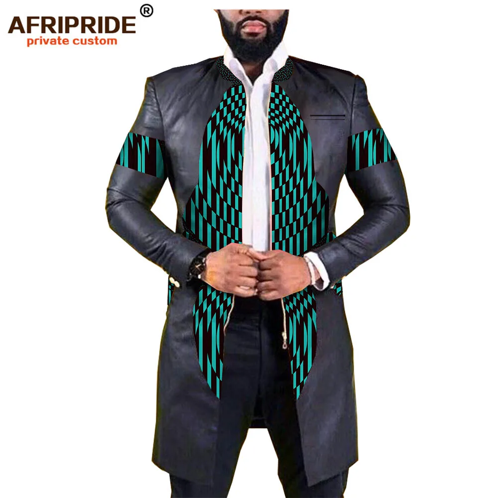 AFRIPEIDE африканская Весенняя мужская куртка с длинным рукавом на молнии Повседневная куртка плюс размер из чистого хлопка и искусственного меха в стиле пэчворк A1914002 - Цвет: 241J
