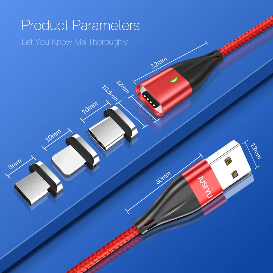 Магнитный кабель для зарядного устройства мобильный телефон 3A 1 м Micro USB Type C