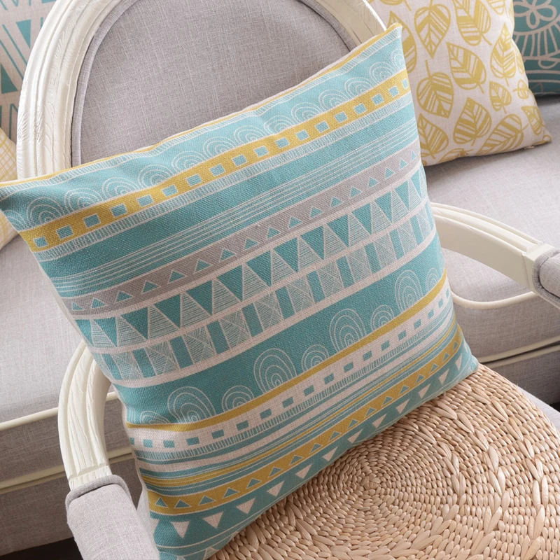

Southeast Asia Home Decorative Linen Cushion Cover Geometry Simple modern Pattern 6367 Pillow Case Sofa Chair Waist Pillow cover
