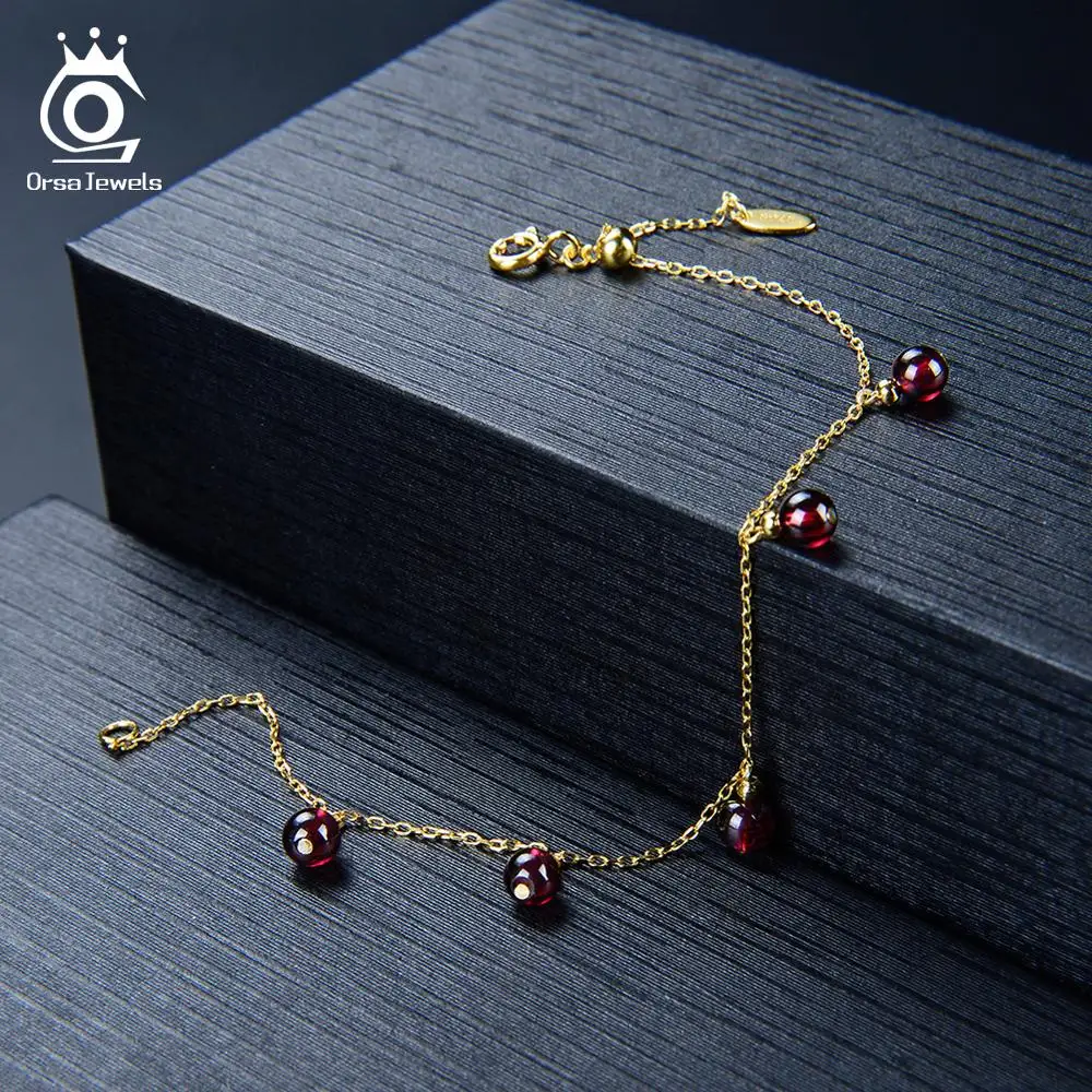 Женские браслеты ORSA JEWELS из серебра 925 пробы с бусинами натурального красного