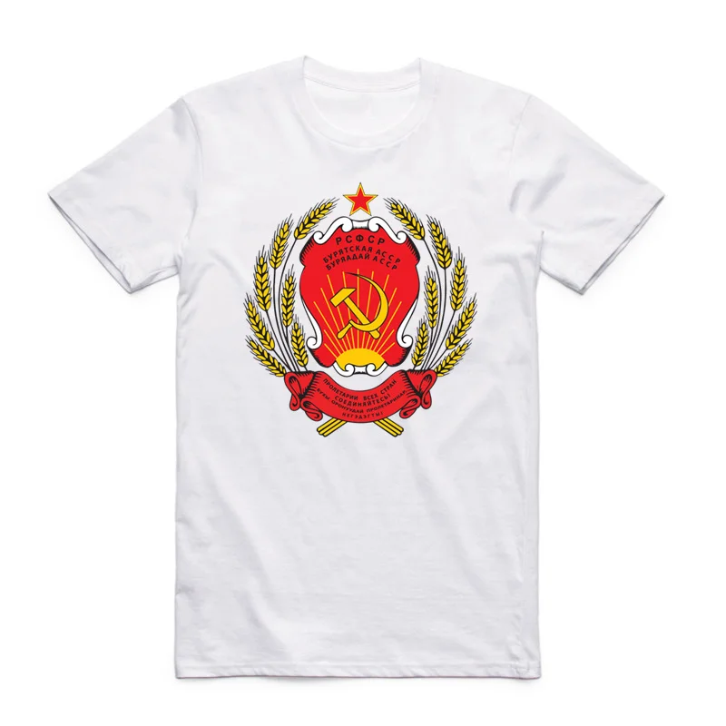 Футболка азиатского размера с принтом СССР для мужчин и женщин круглый вырез