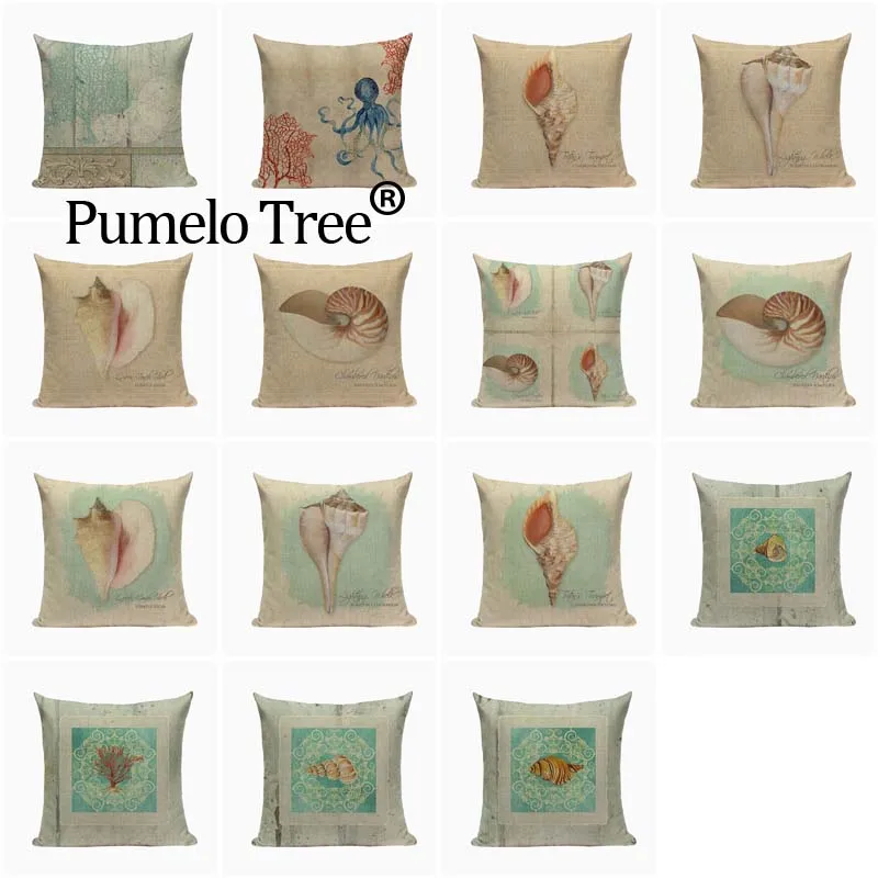 Высокое качество винтажные морские раковины наволочки с сердцем домашний декор