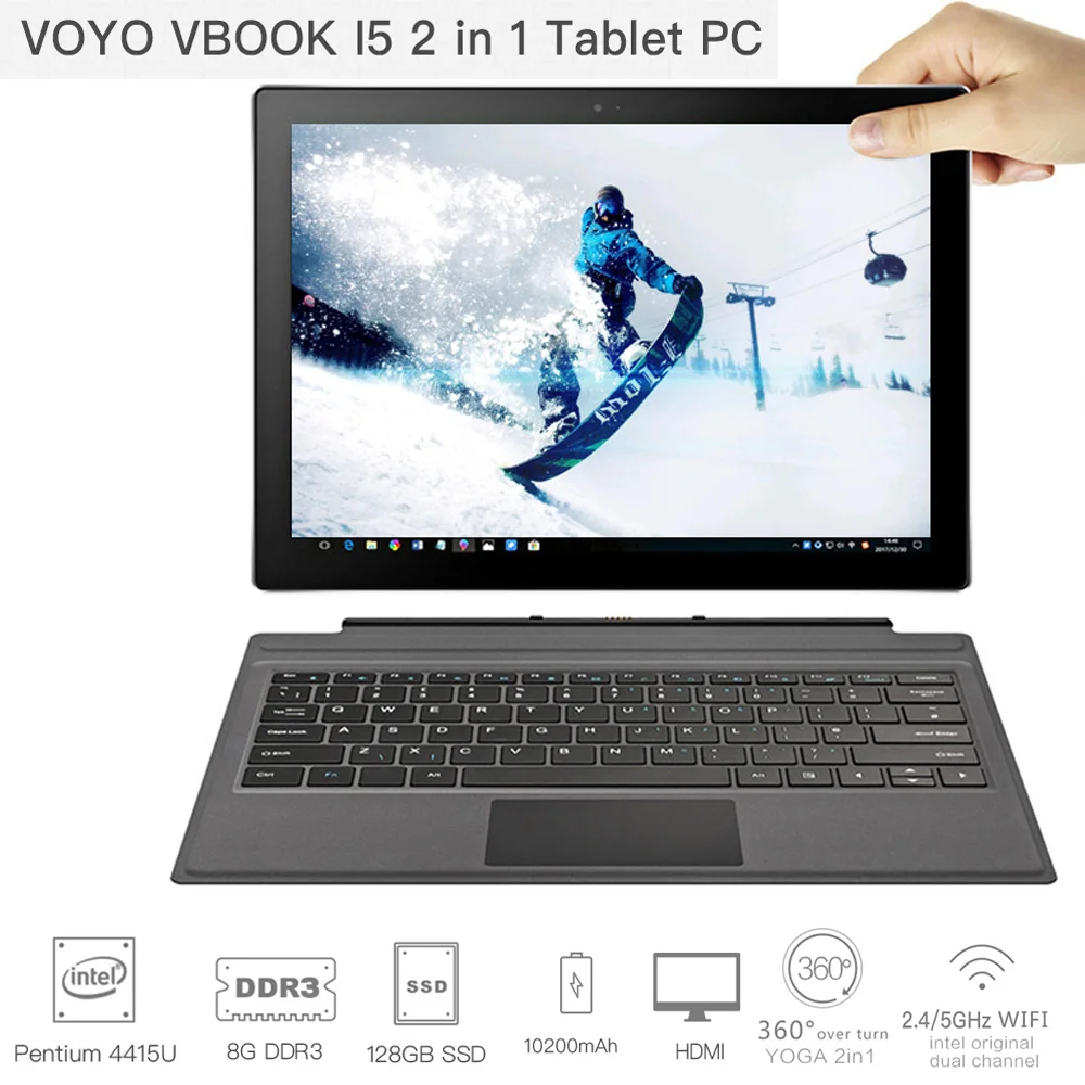 Оригинал VOYO VBOOK I5 2 в 1 Tablet PC 8 ГБ + 128 12 6 ''Windows 10 Intel Pentium 4415U 3 ГГц Двойной Wi-Fi