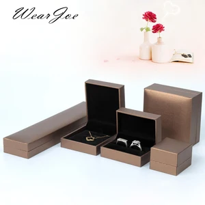 Коричневая кожаная бумага, кольцо, искусственная кожа, цепочка, ожерелье, коробка для хранения ювелирных изделий, вельветовый Флокированный образец