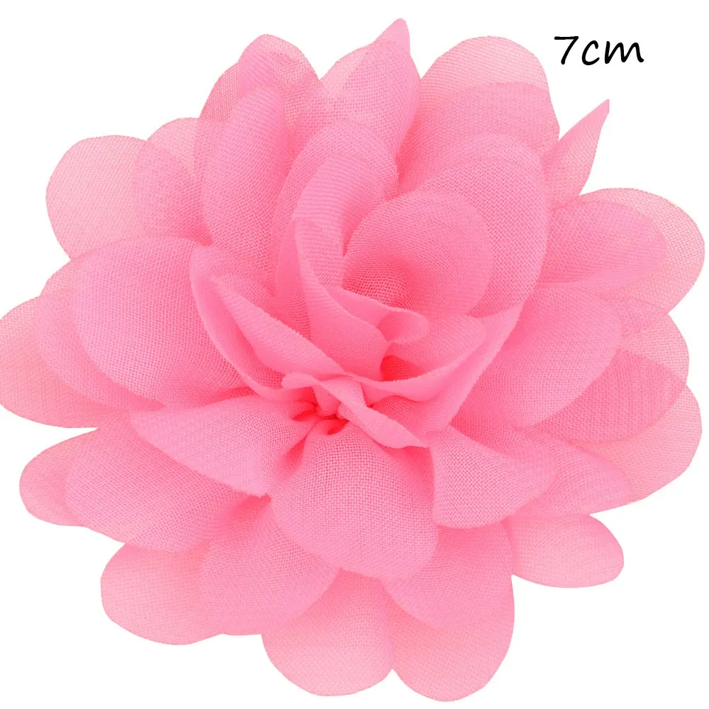 Deep Pink 22 шт. Сатиновые Цветы DIY аксессуары для волос тканевые цветы 7 см шифоновые цветочные аксессуары для волос повязка на голову без бантов без заколки - Цвет: Deep Pink