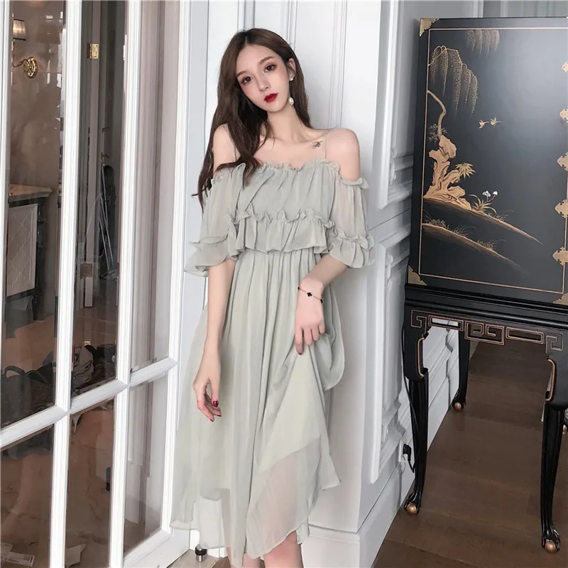 Летняя мода прерия шик женское шифоновое платье без рукавов Slash шеи