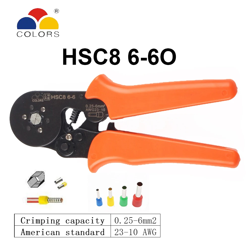 HSC8 0 25 6 мм2 23 10AWG обжимные плоскогубцы 6A Мини с круглым носом трубкой игольчатые