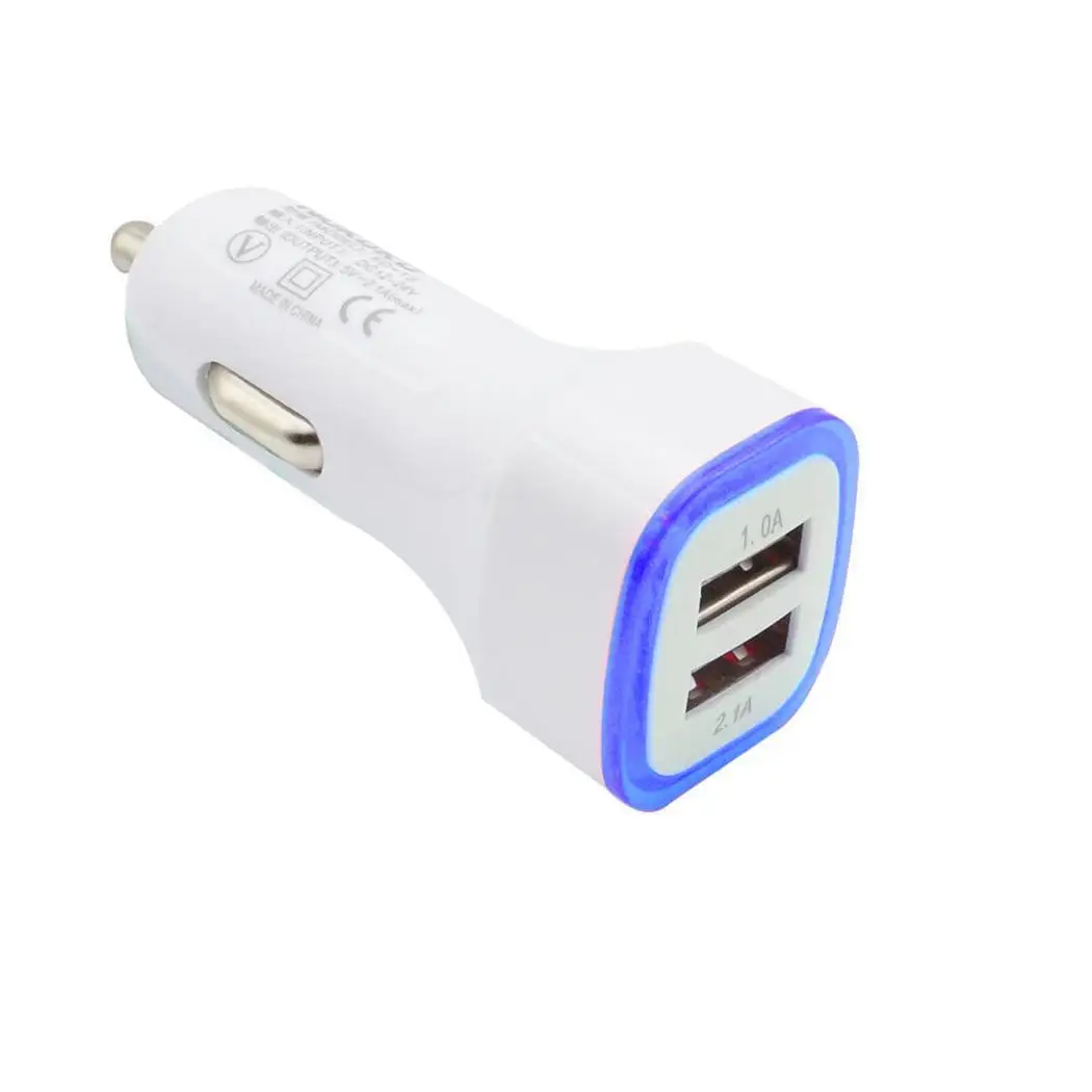 2 1 В A USB Автомобильное зарядное устройство адаптер светящееся портативное s для