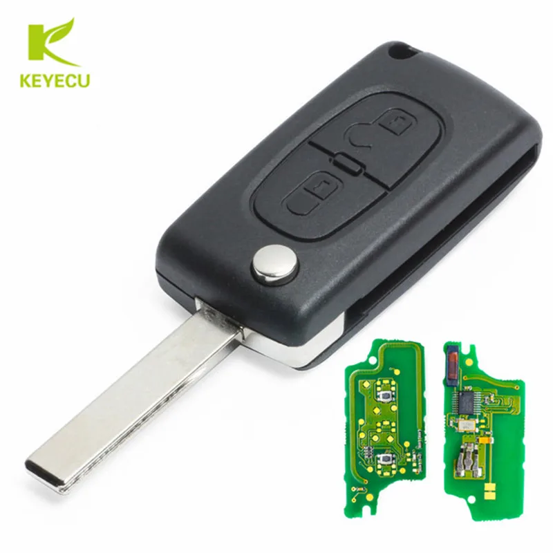 KEYECU удаленное Ключи брелок 2 кнопки 433 МГц ID46 для peugeot 207 307 308 407, Citroen, C2 C3 05-11(0536 модель