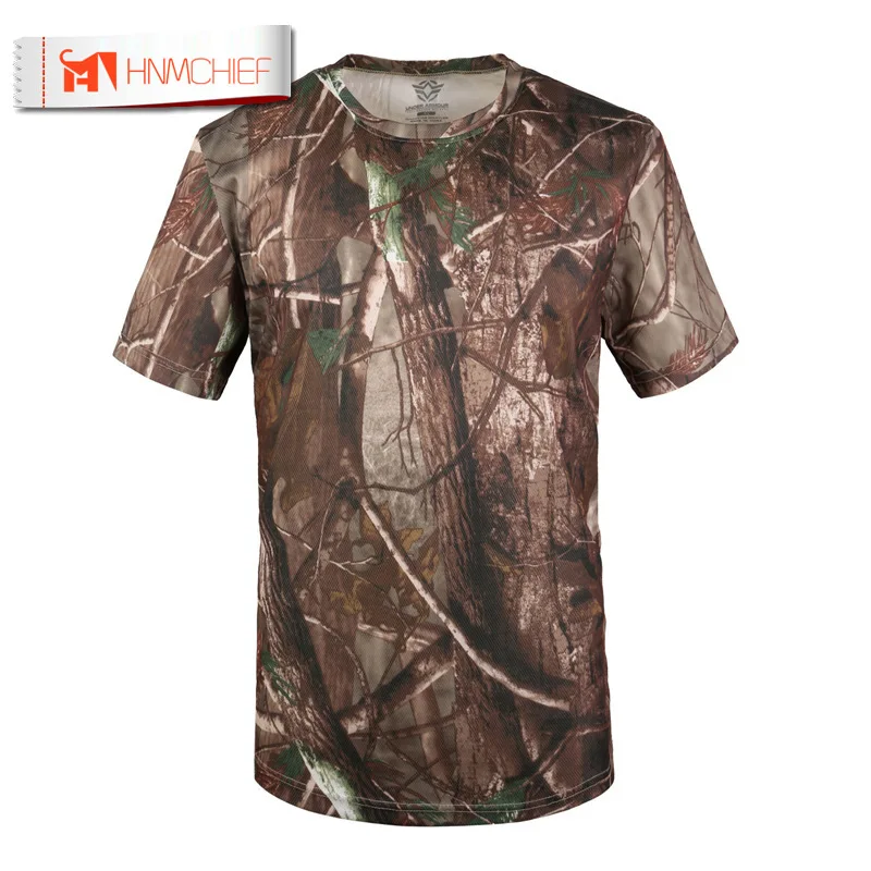 Мужская камуфляжная футболка HNMCHIEF дышащая быстросохнущая одежда для фитнеса