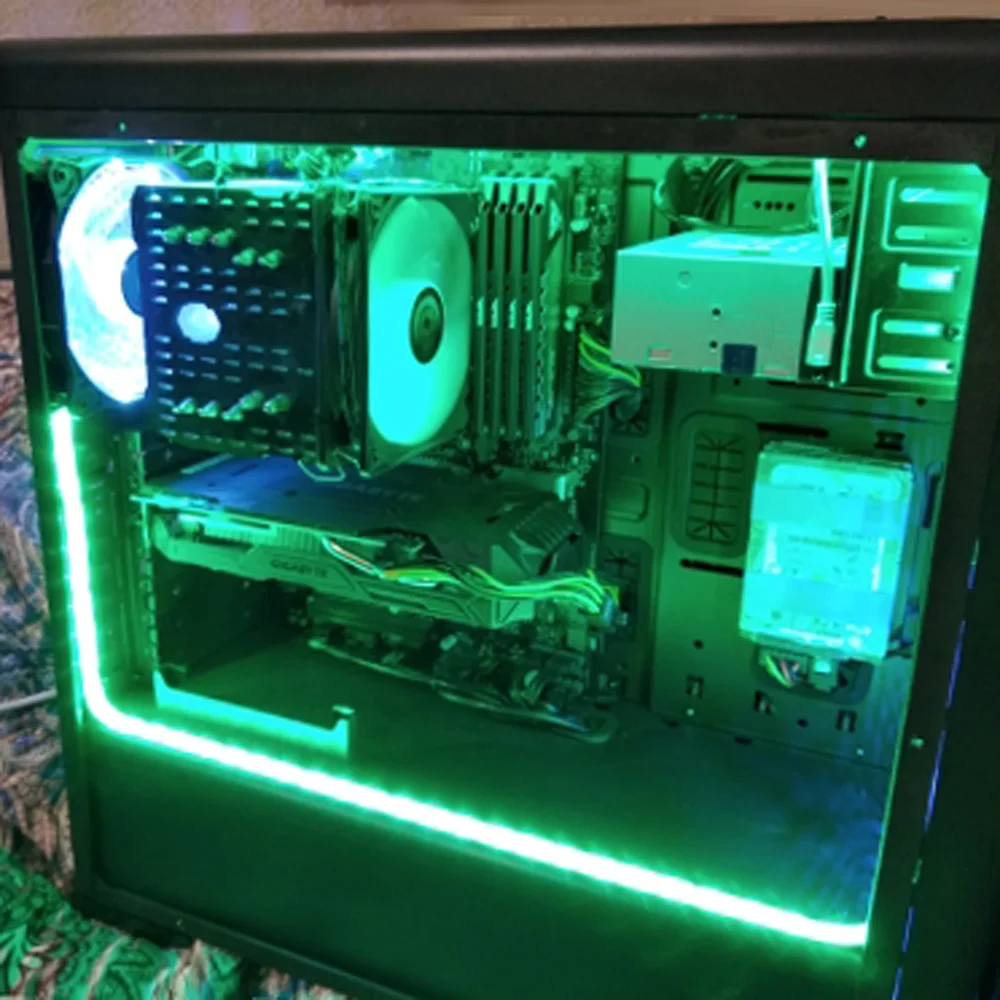 

PC led strip Computer Case Adhesive tape Light 5050 SMD Flexible LED Strip 12V PC Background light red yellow green RGB Colors