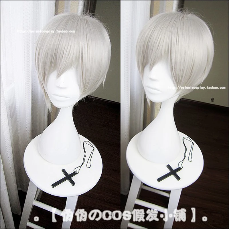 Парик для косплея Owari no Seraph Of The End Hiiragi Shinya Hiragi из коротких серебристо серых