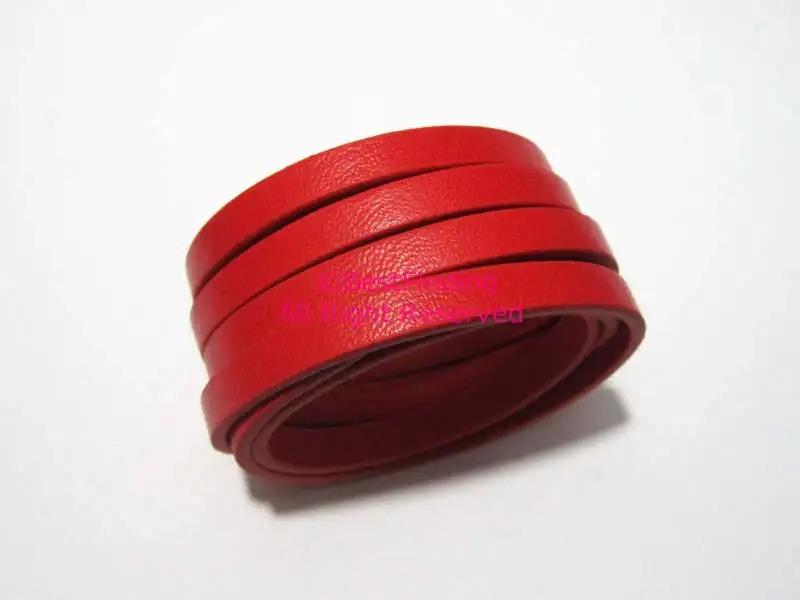 

5x2mm Red leather cord Pure red 5mm flat leather cord