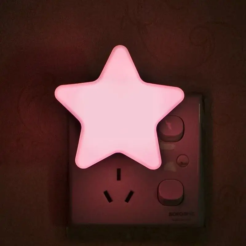 

Mini Cute Star LED Night Light EU/US AC110-220V Pulg-in Socket Bedside Wall Lamp Light Sensor Control Children kids Night Lamp