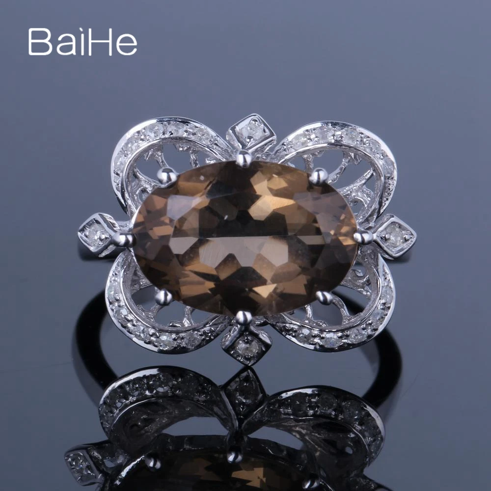 Кольцо BAIHE женское из белого золота овальное 10 к 4 2 карата|Кольца| |