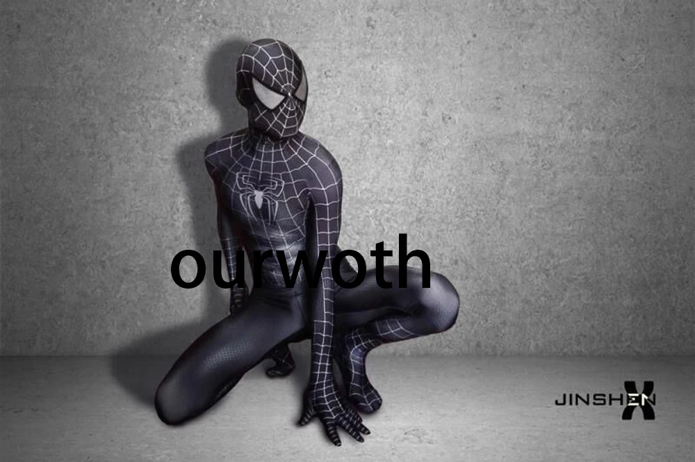 Костюм Человека паука Raimi с 3D принтом черный костюм Venom Spidey на Хэллоуин линзами