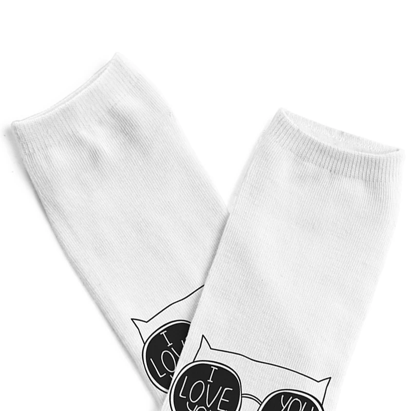 

2017 New Arrival Fashion 3D Socks Cozy Cotton Material Thin Socks Glasses Letter Cat Pattern White Color Free Shipping
