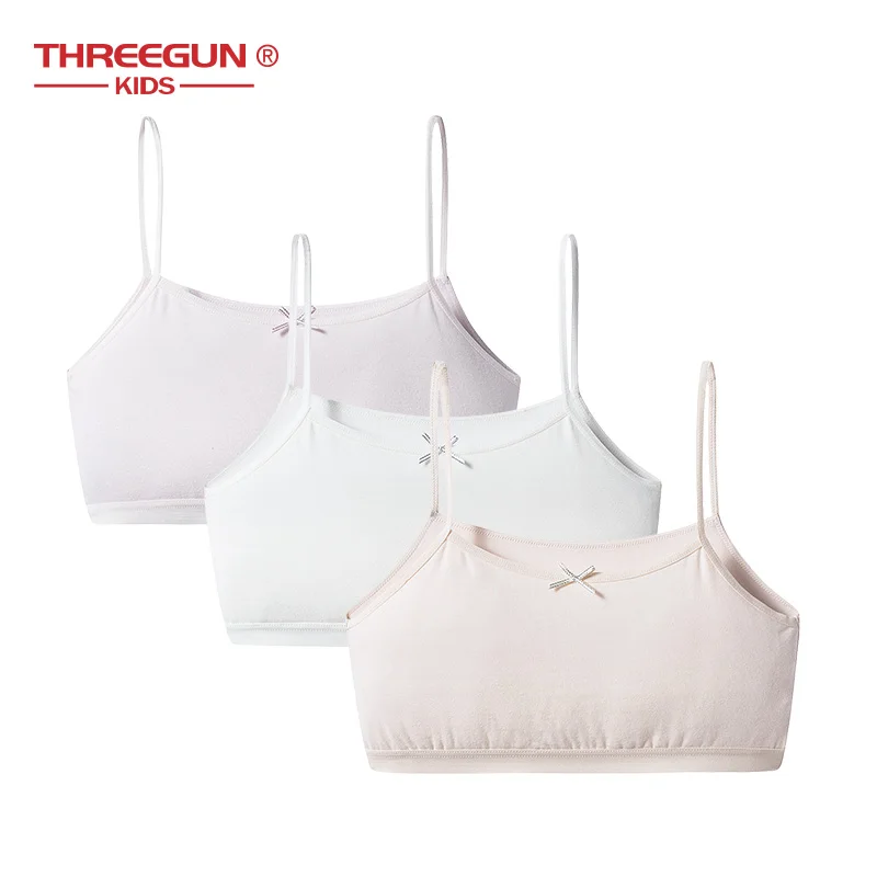 

THREEGUN Kids Girl Underwear Puberty Undershirts Bras Children First Training Bra for Kids Lingerie Soft Cotton Camisole Bra