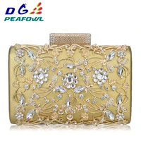 fashion prom evening bag diamond metallic flower clutch bag relief luxury handbag banquet party purse womens shoulder bag