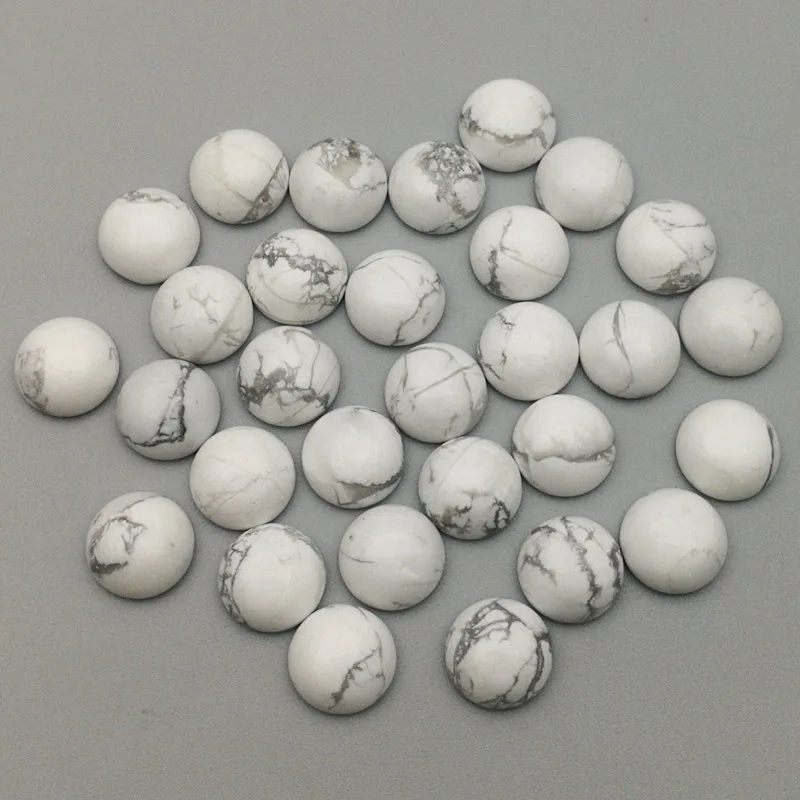 Бусины Из Натурального Белого Камня howlite 8 мм Круглый Кабошон без отверстий для