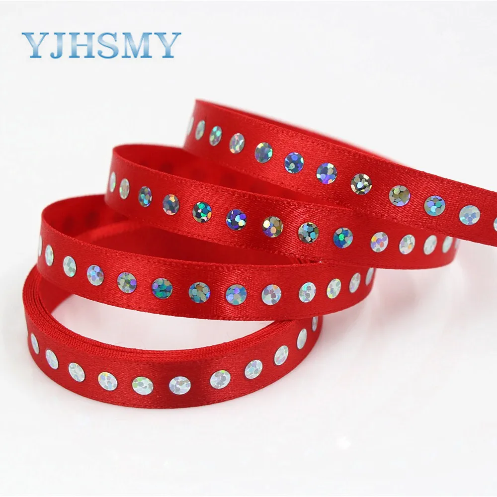 YJHSMY D-18411-608 2 ярда 10 мм чистая лента Белая с блестками свадебные аксессуары DIY