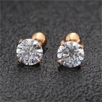se36 titanium earrings with 4mm 5mm 6mm aaa clean round zircons 316l stainless steel earring ip plating no fade allergy free