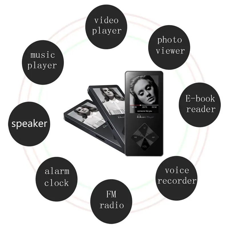 Алюминий сплав сенсорный экран 16 ГБ MP3 плеер с Встроенный динамик HIFI