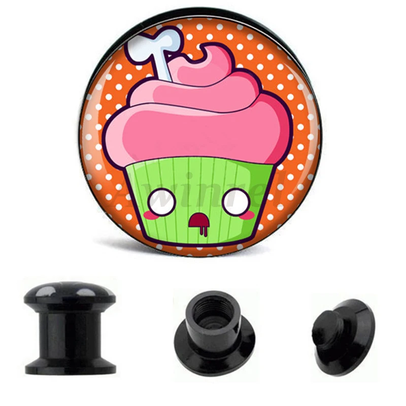 Оптовая продажа ушной калибр акриловый винт для пирсинга кексов зомби ювелирные