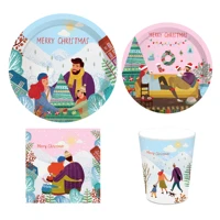 merry christmas party favors decorations sets cartoon disposable tableware christmas party decorations for home party supplies