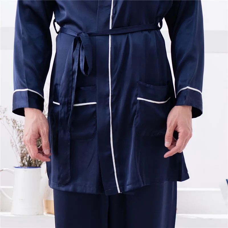 Мужская пижама с длинным рукавом шелковый халат | одежда