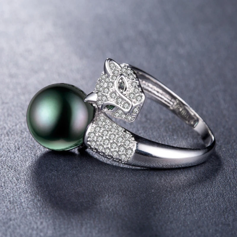 Благородное черное синтетическое жемчужное креативное циркониевое Открытое
