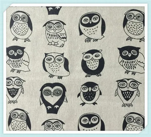 

owl pattern printed linen cotton fabric for crafts fabric curtains/luggage/decorative cloth