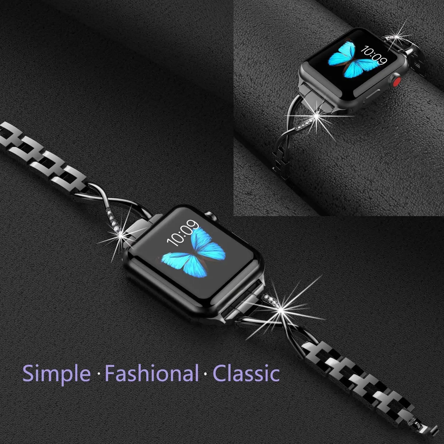 

For Apple Watch Bands Series 3 2 1 38MM 42MM Women Jewelry Metal Strap Solid Stainless Steel Crystal Diamond Unique Strap Band