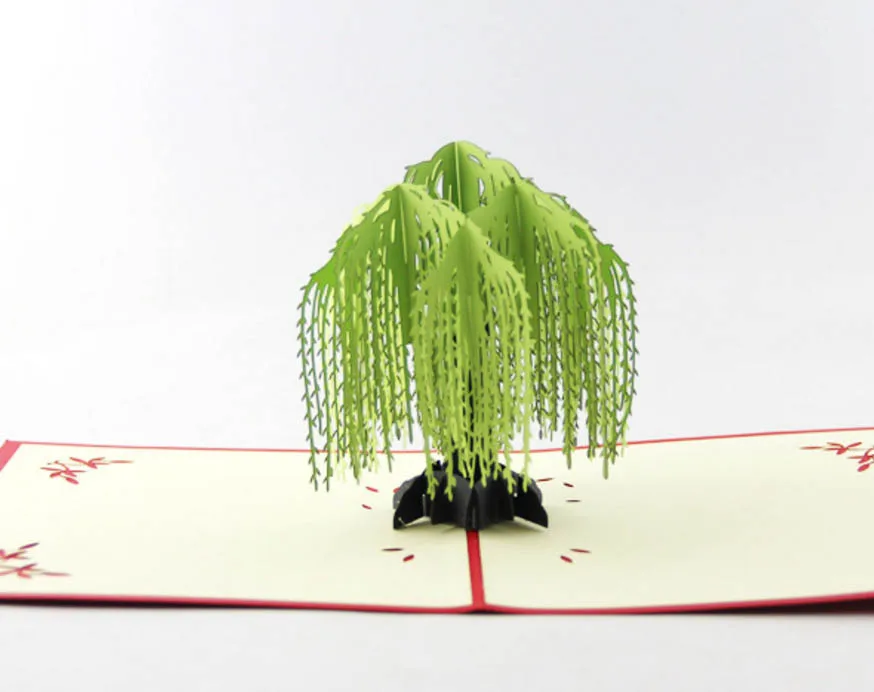 Выдвижная открытка с изображением ивового дерева/3D карта kirigami/Поздравительные